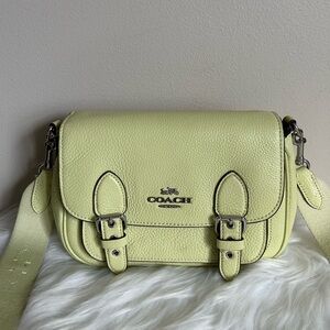 Coach Lucy Pale Lime Green Pebbled Leather Crossbody Bag